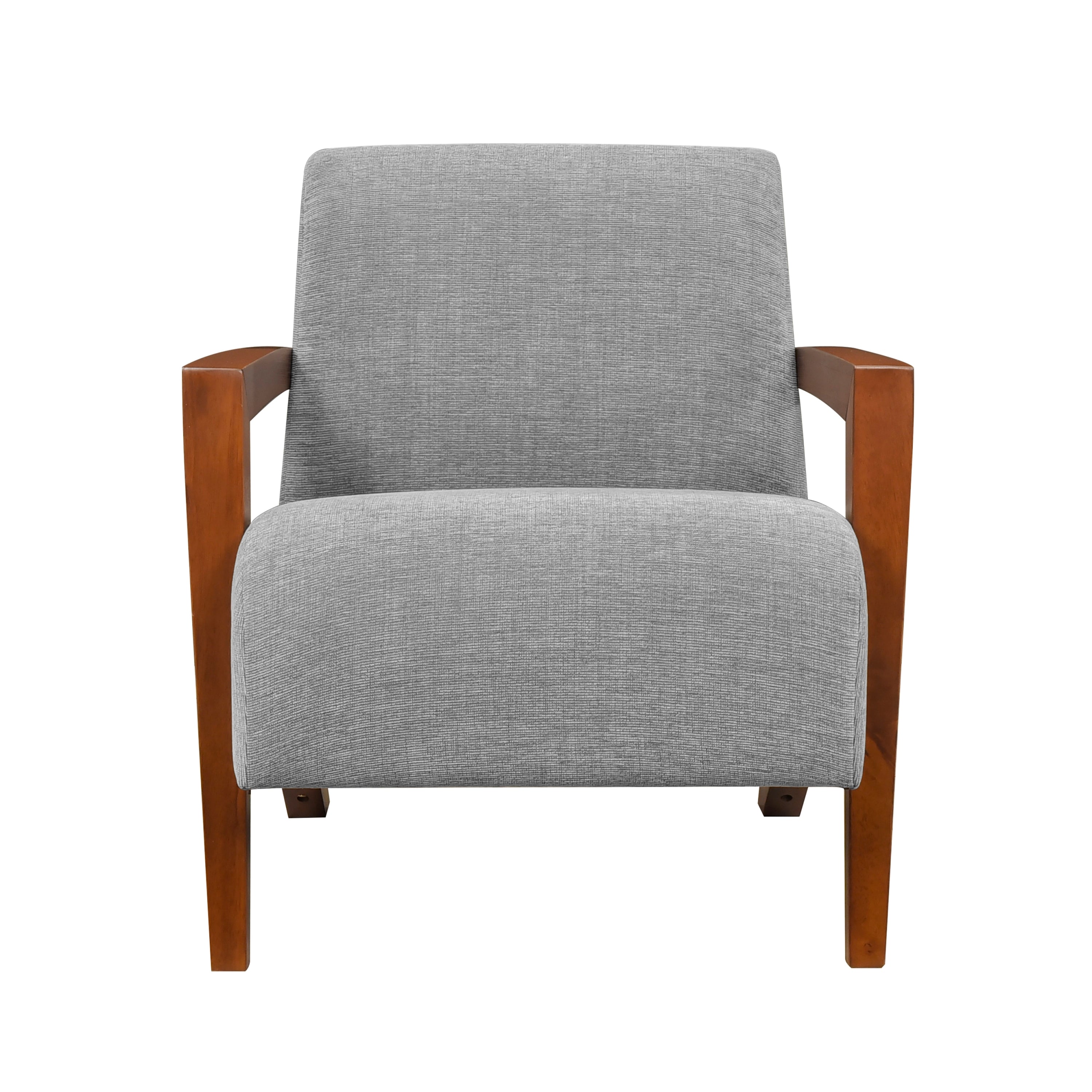 Ultra-Modern Accent Chair Gray Fabric Foam Seat Cushion Solid Wood Luxury Living Room Furniture 1pc
