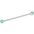 14G Internally Threaded Green Glitter Ends Industrial Barbell 38mm
