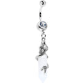 Clear Gem Mermaid Rider Dangle Belly Ring
