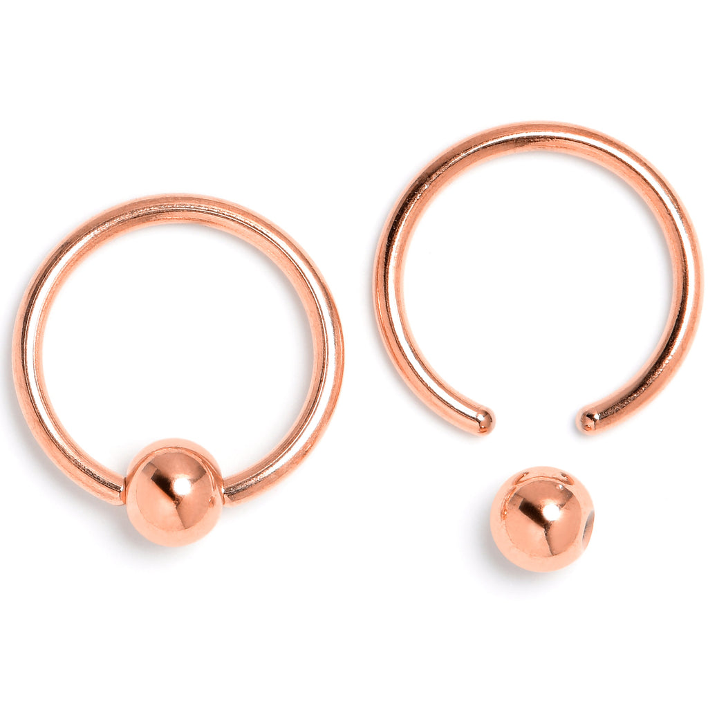 16G 3/8 Clear Gem Rose Gold Tone Butterfly BCR Captive Ring Set of 4