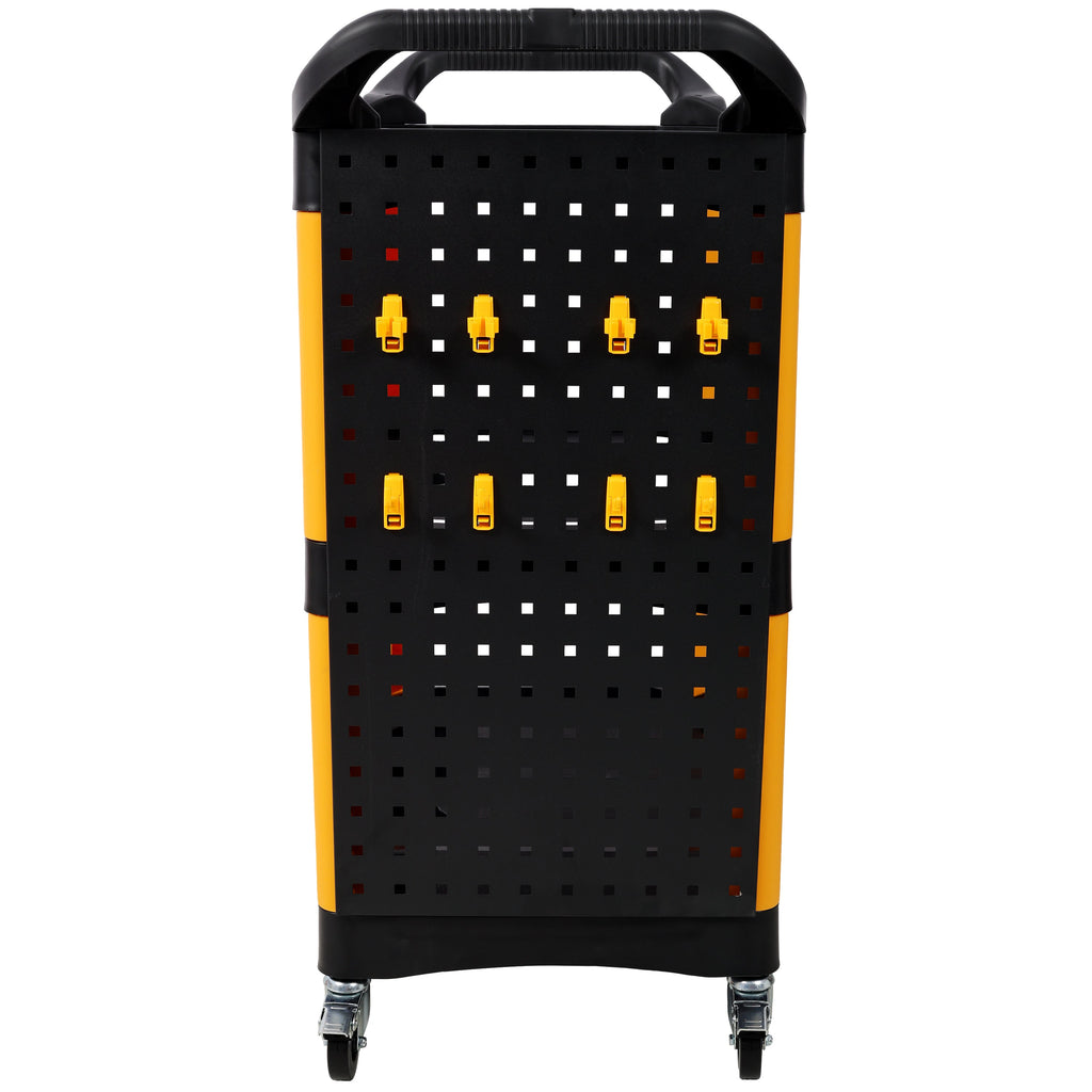 3 Tier Rolling Auto Detail Cart With Wheels,With Panel & Hook,for Detailers Garage, Workshop, Repair Shop, Storage Tool, Yellow&Black