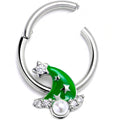 16G 3/8 Clear Gem Santa Hat Stars Green Hinged Segment Ring
