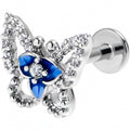 16G 5/16 Clear Gem Fabulous Butterfly Blue Labret Monroe Tragus