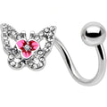 Clear Gem Fabulous Butterfly Pink Spiral Twister Belly Ring