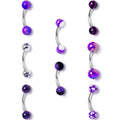 16G 5/16 Purple Gem Stars Pattern Curved Eyebrow Ring Set of 8