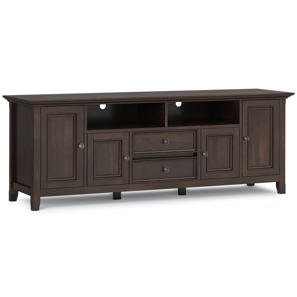 Amherst 72 inch Solid Wood TV Media Stand in Brunette Brown