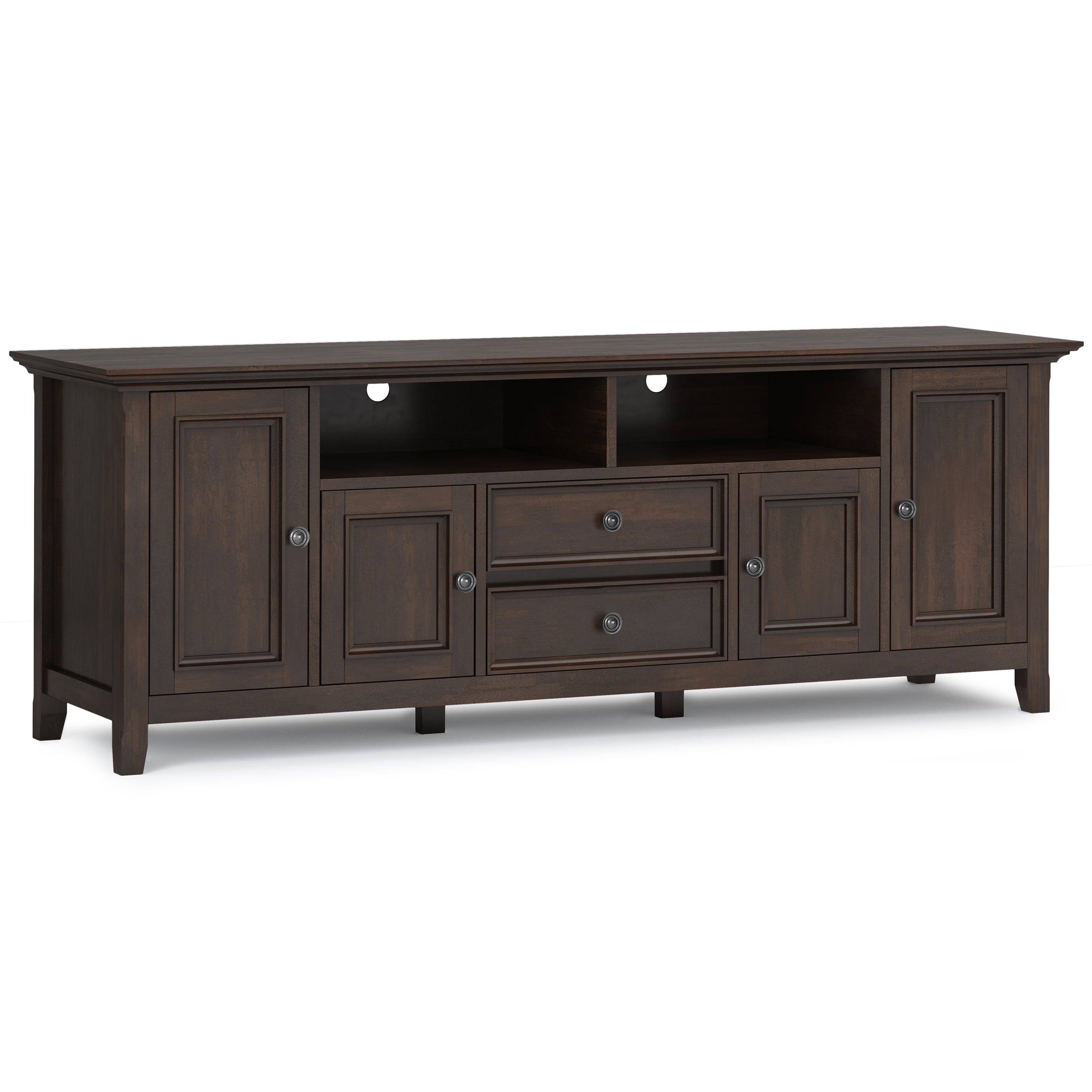 Amherst 72 inch Solid Wood TV Media Stand in Brunette Brown