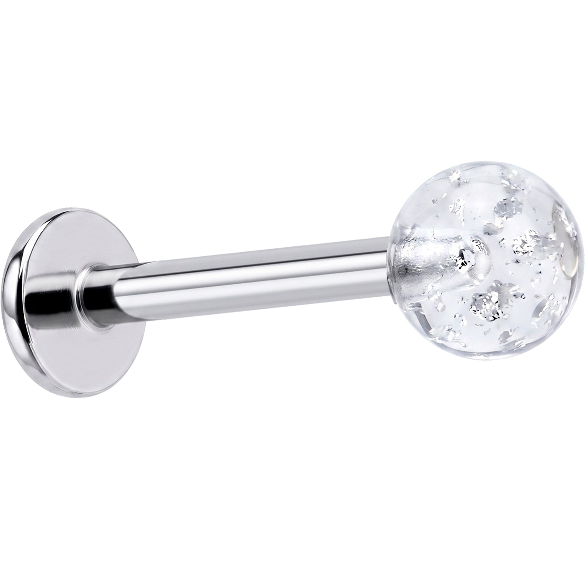 16 Gauge 3/8 Clear Shimmer Glitter Labret Monroe Tragus