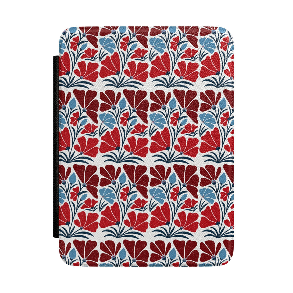 Red and Blue Floral Kindle Paperwhite Case | Vintage Botanical E-Reader Cover