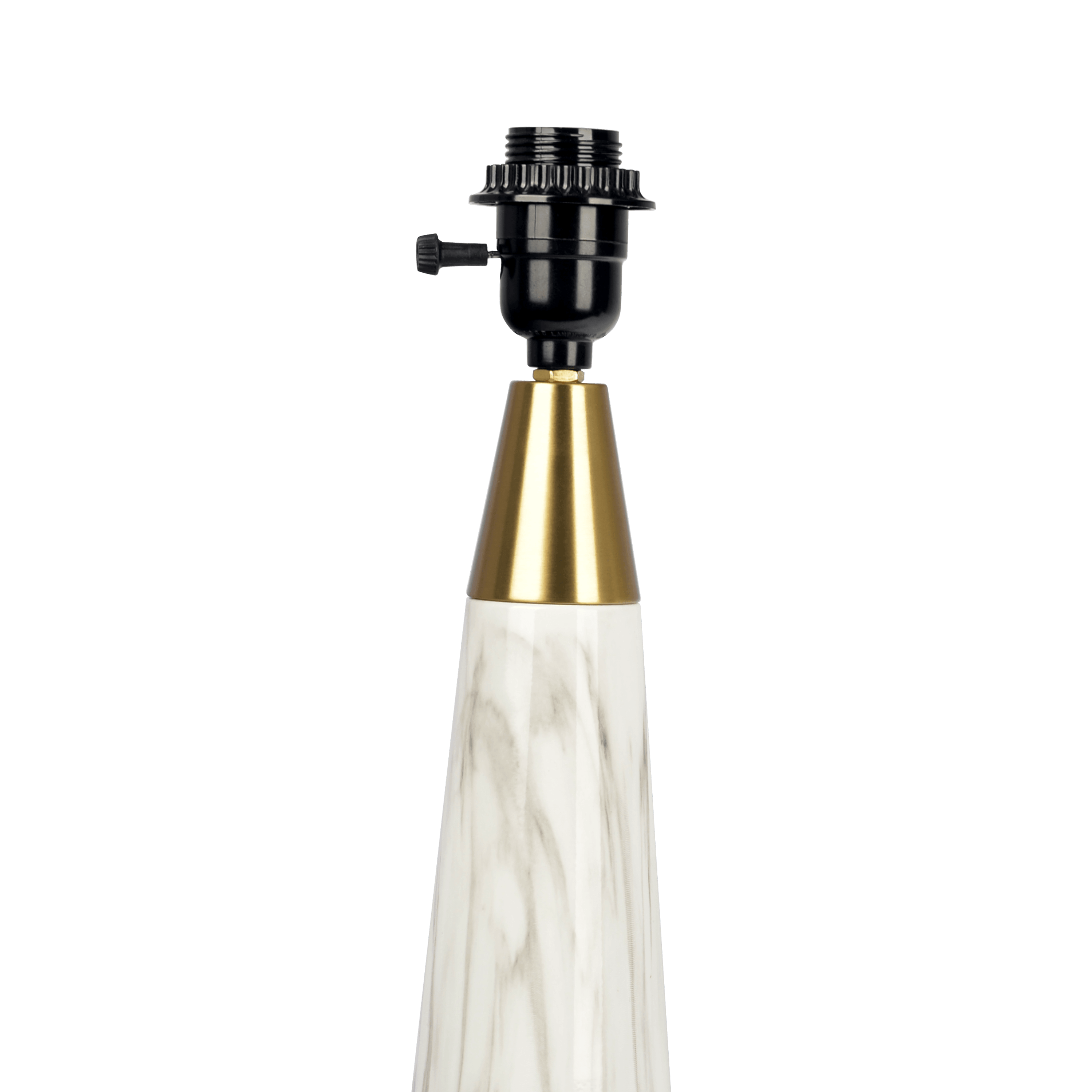 Enclave Hydro White Table Lamp with On/Off Switch Faux Marble Base Fabric Shade