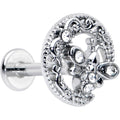 16G 5/16 Clear Gem Lunar Dragonfly Internally Threaded Labret Tragus