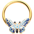 16G 3/8 Gold Tone Evening Butterfly BCR Captive Ring
