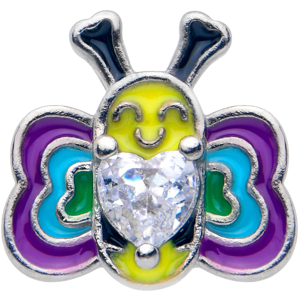 20G 5/16 Clear CZ Gem Butterfly Love Bug Nose Hoop