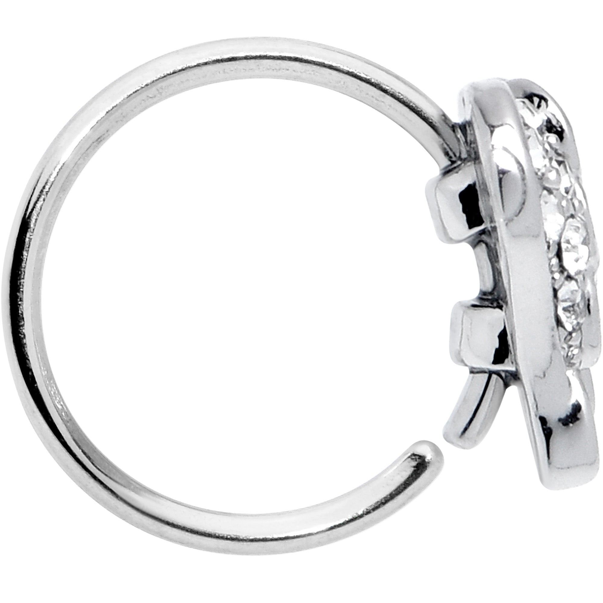 20G 5/16 Clear Gem Heavenly Heart Angel Wing Pink Nose Hoop