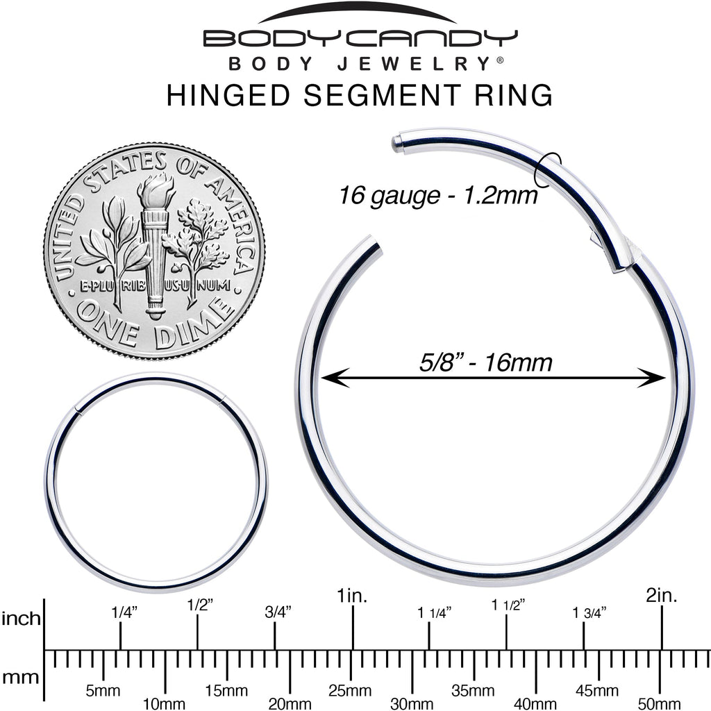 16G 5/8 316L Surgical Steel Precision Hinged Segment Hoop