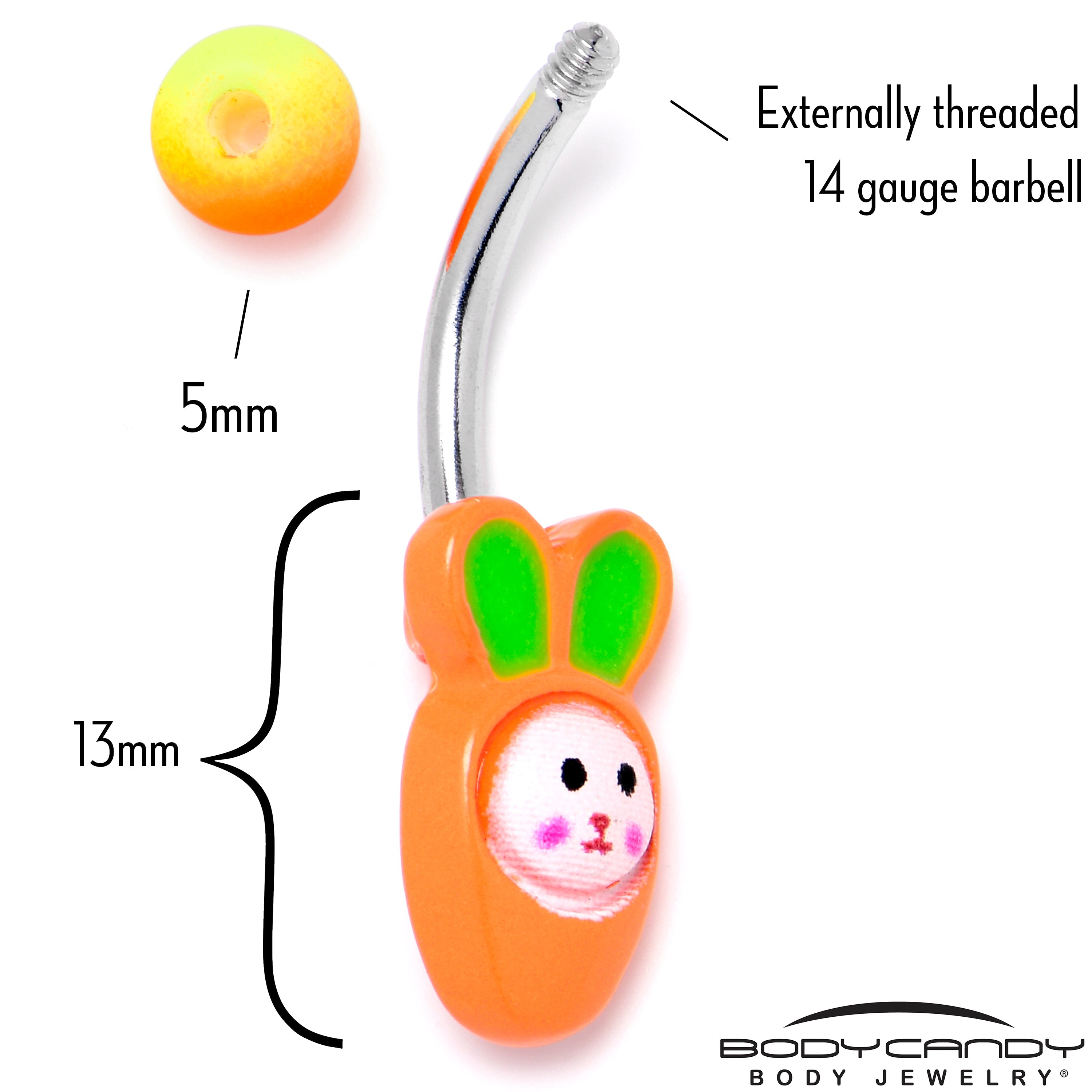 Surprise Carrot Easter Bunny Belly Ring