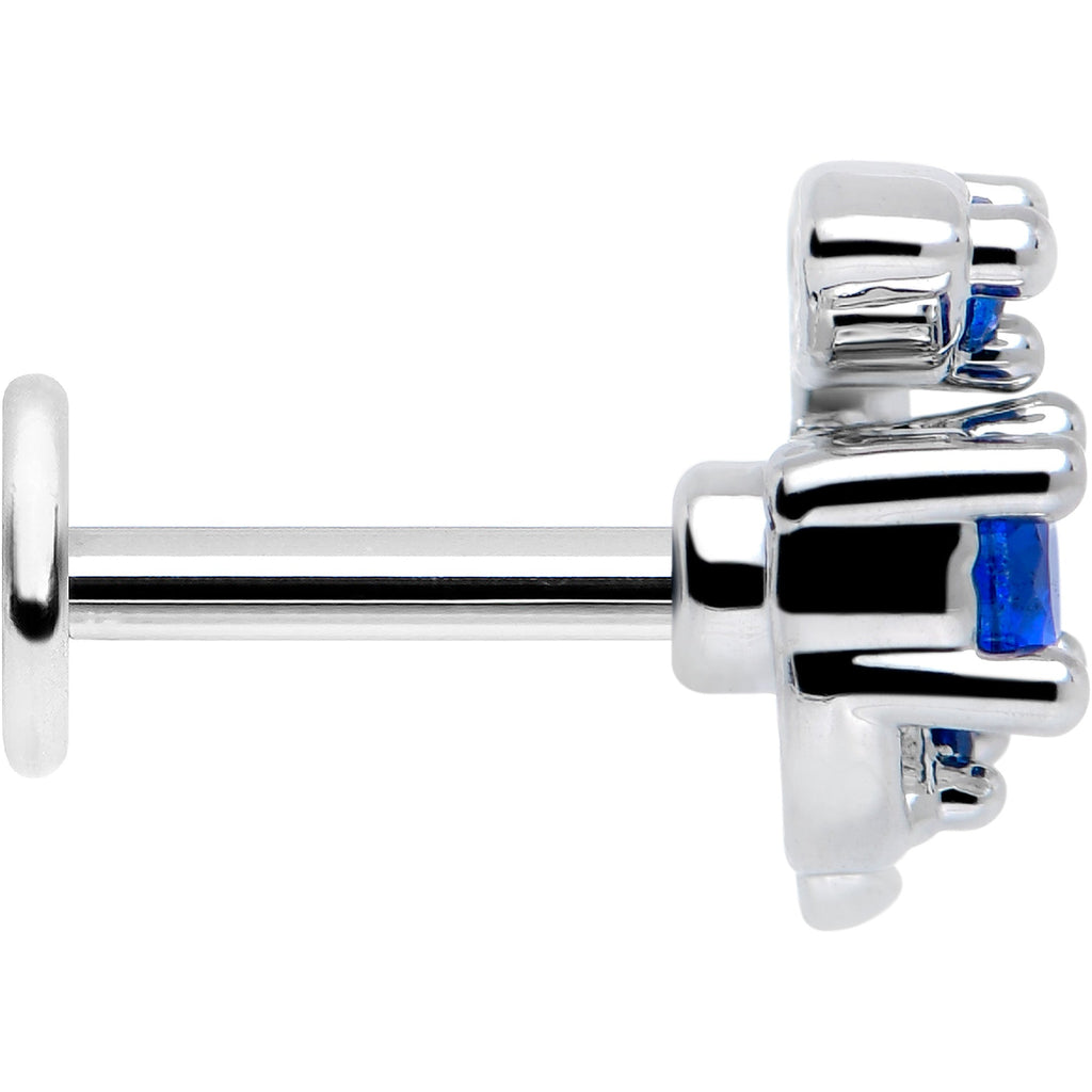 16G 1/4 Blue Gem Twining Vine Flatback Stud