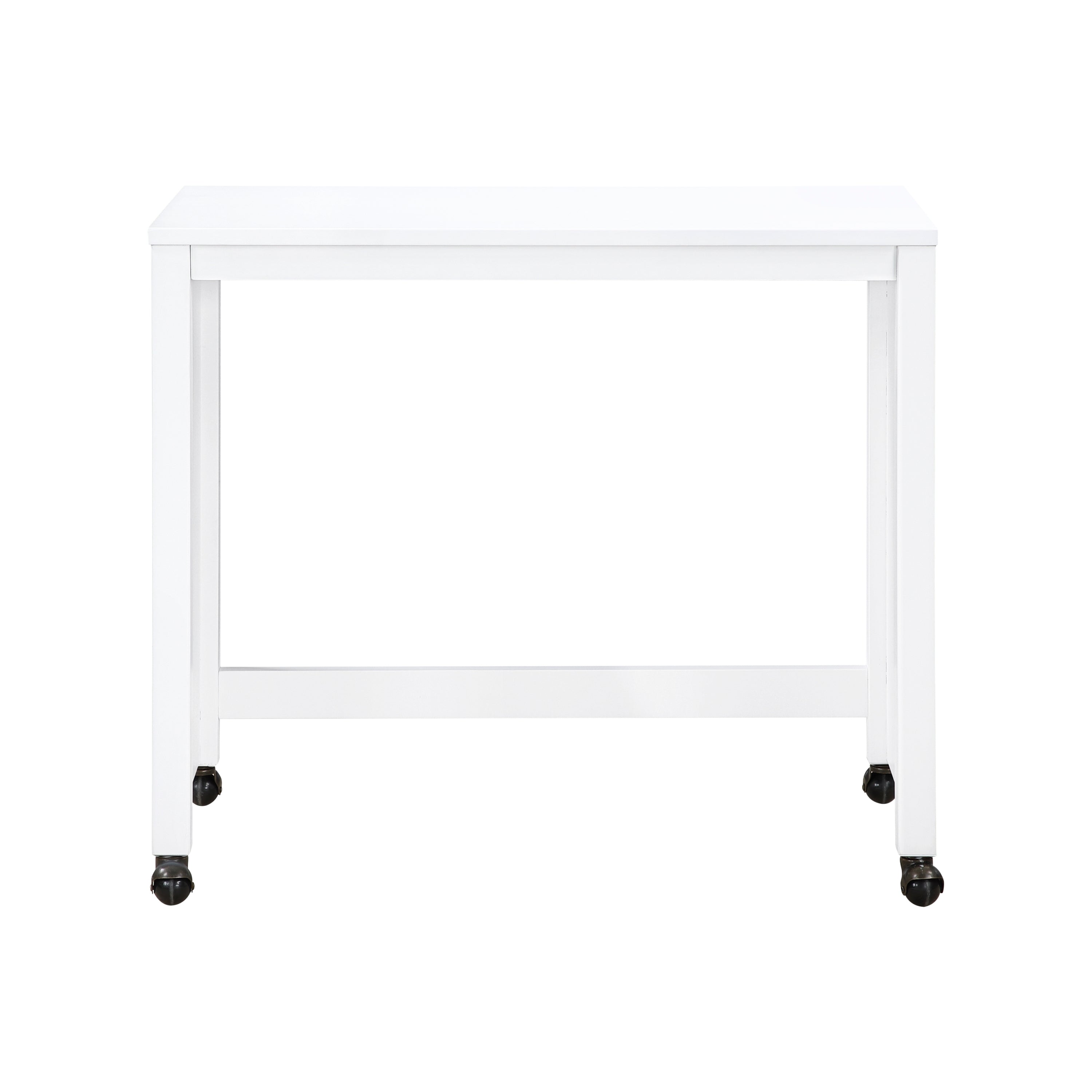 Desks and Stool Set 3pc White Finish Rolling Desk with Casters, 2 Charging ports Home Office Furniture