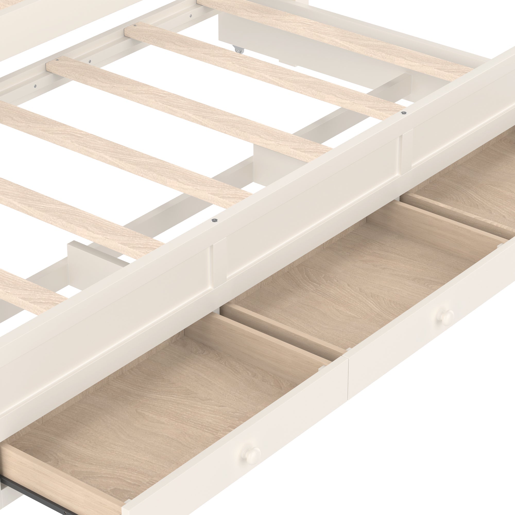 Twin Platform Bed with Upholstered Headboard,Twin Size Trundle and 3 Drawers,Princess Canopy Bed Frame for Kids,Storage & Easy Assembly,Beige