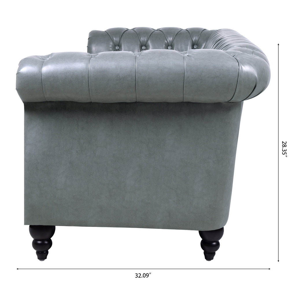 84.65' Rolled Arm Chesterfield 3 Seater Sofa.