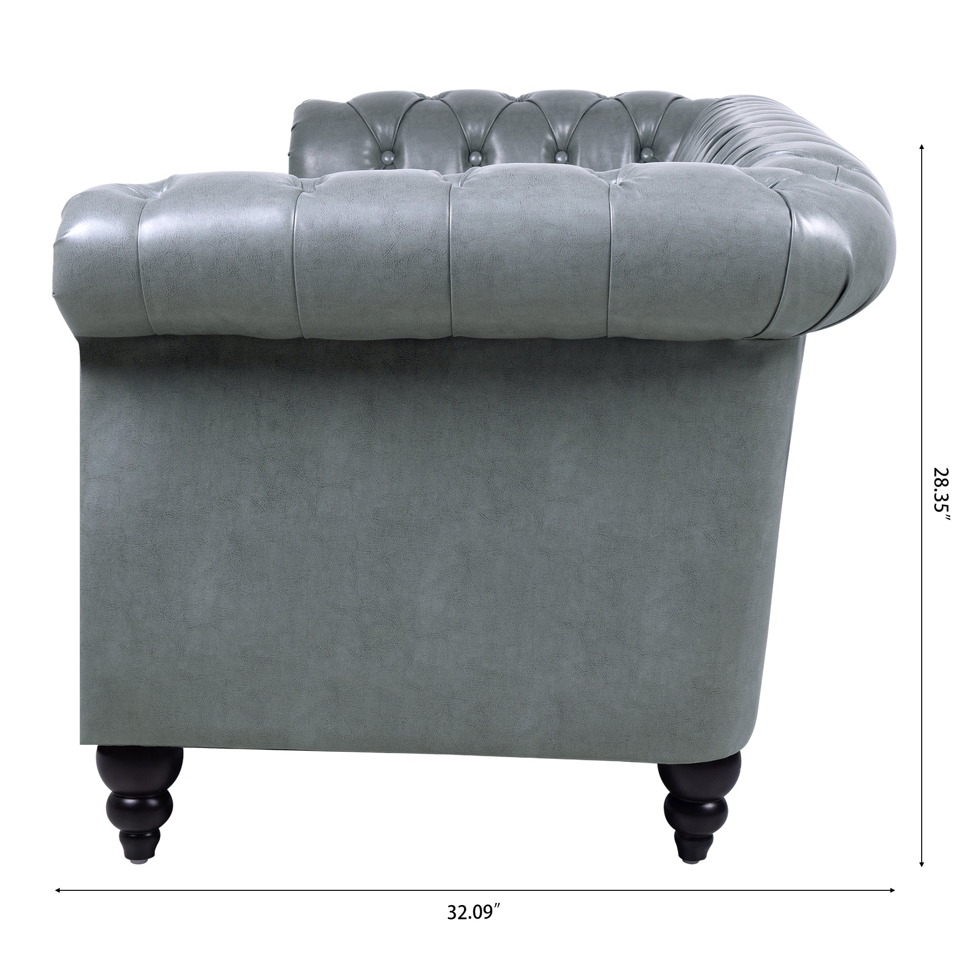 84.65' Rolled Arm Chesterfield 3 Seater Sofa.