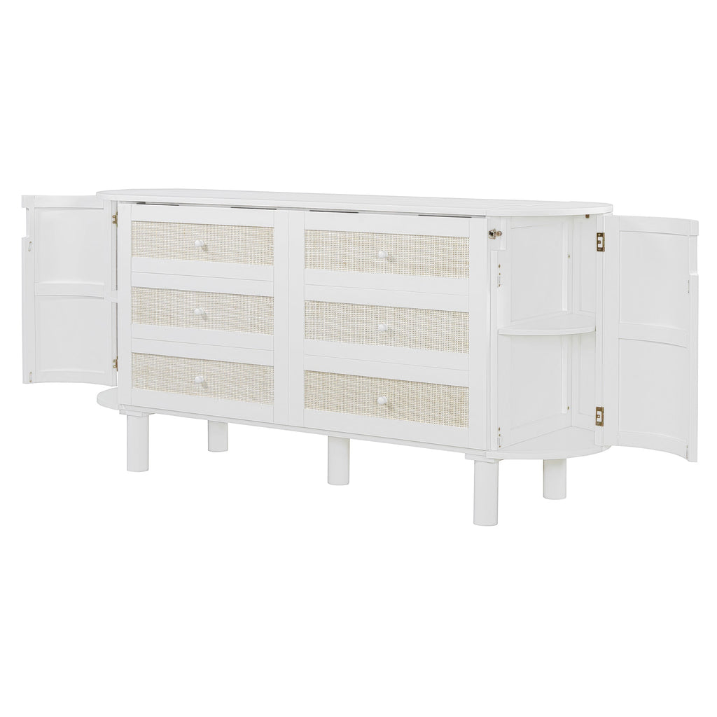 Queen Murphy Bed with Hidden Storage & Modern Woven Design,White