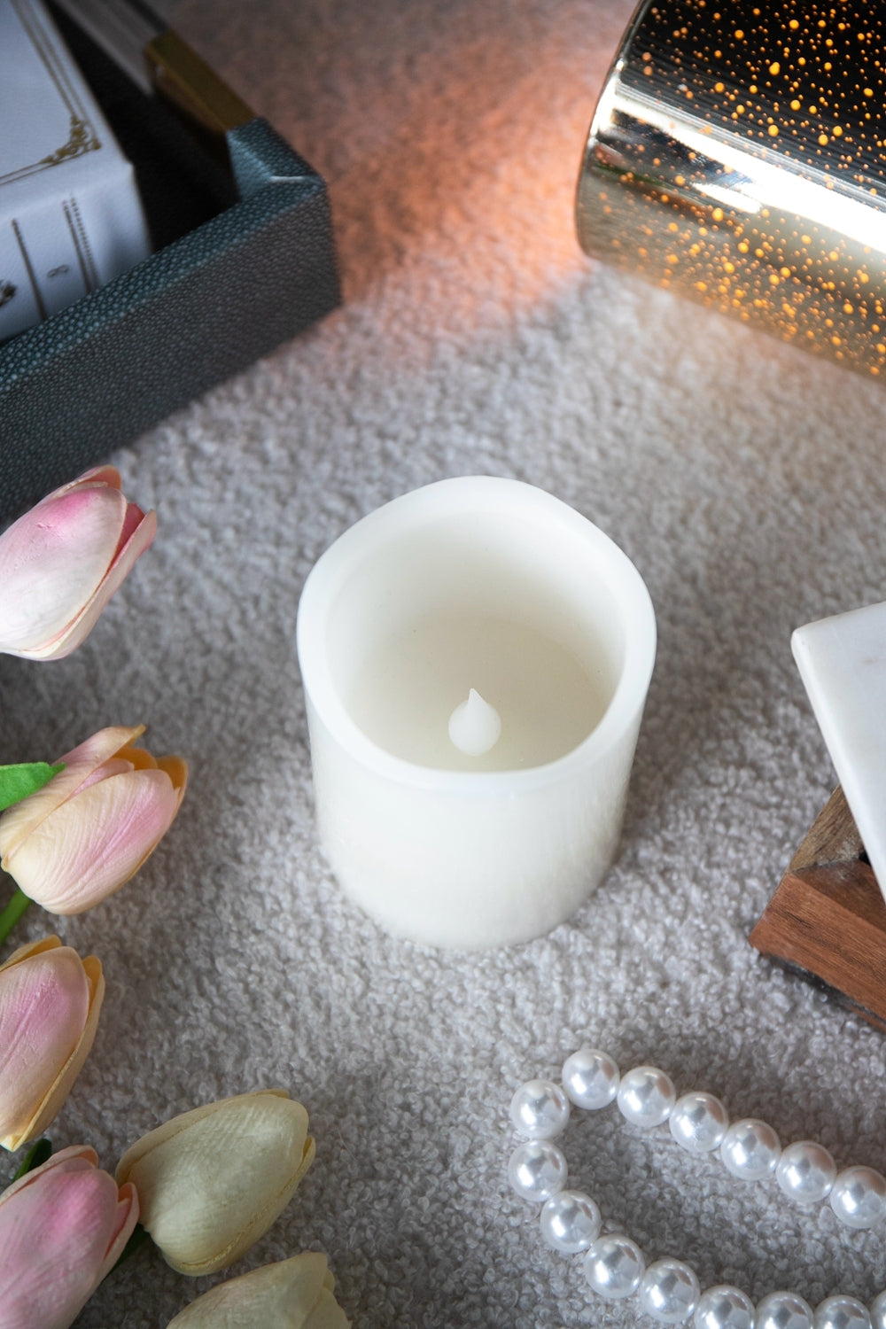 Set of 3 Ivory LED Candles with Remote Timer, L:D3X6' M:D3X5' S:D3X4'