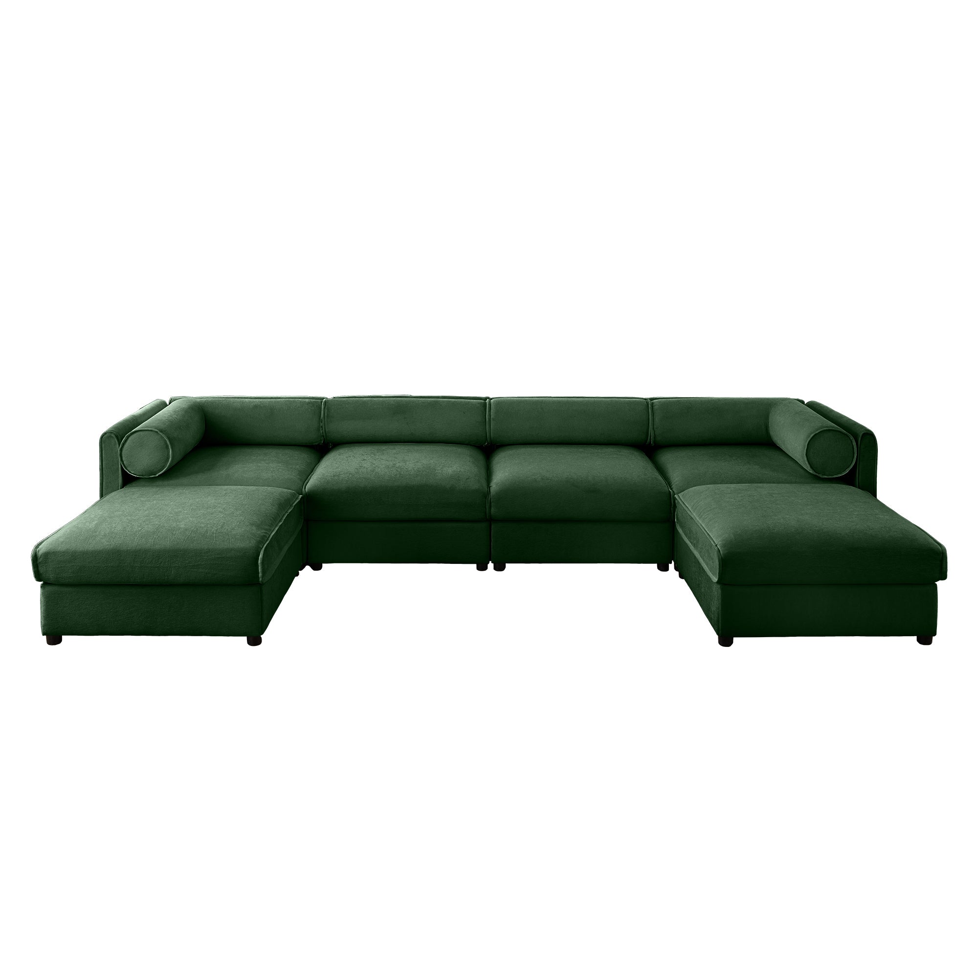 Modular Sectional Sofa with Storage, Extra Large U Shaped Sectional Couch for Living Room, Convertible Modular Sofa Couch with Storage Ottoman, Deep Seat, Cylindrical Backrest and Armrests,Green