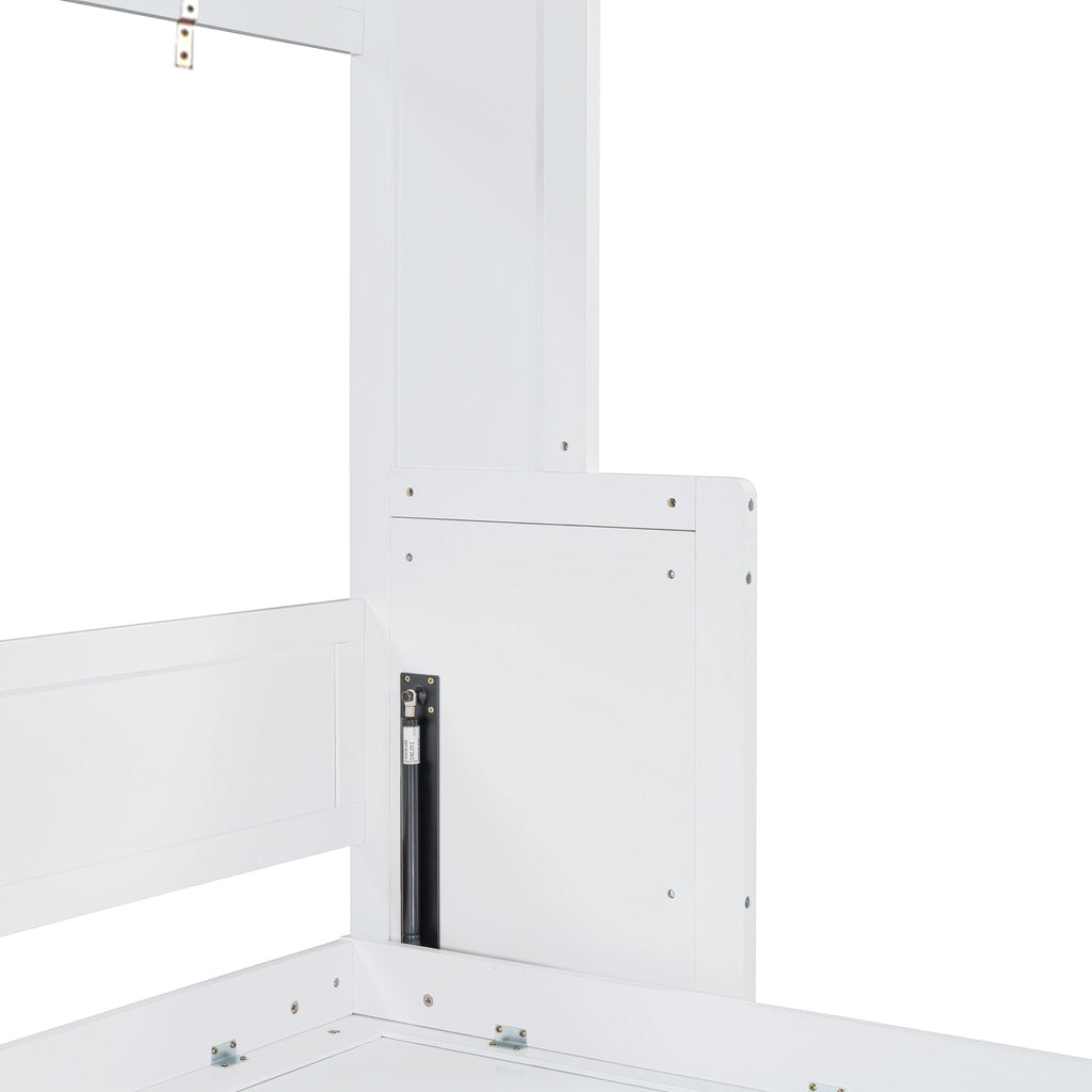 Queen Size Murphy Bed with Hydraulic Lift & Desk Design, White(OLD SKU: N820S00033K)