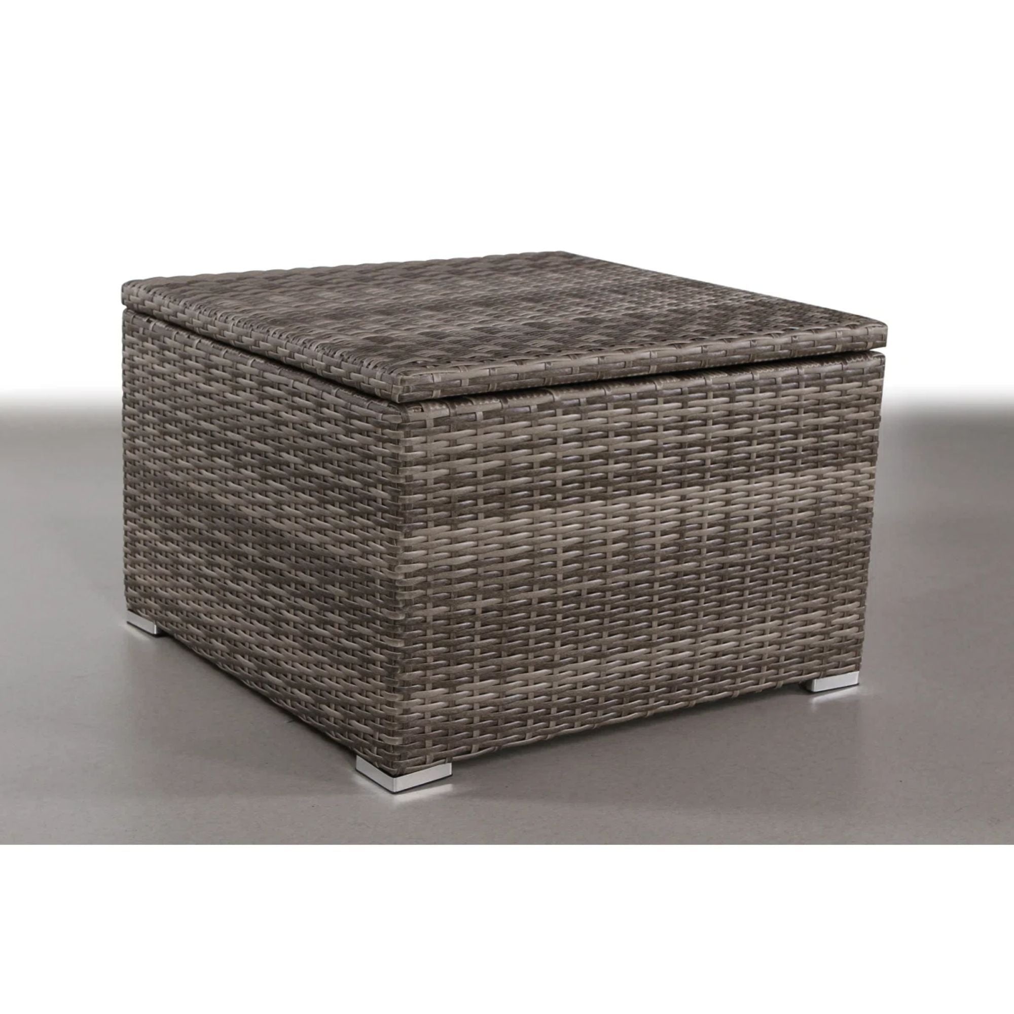 Stylish Wicker Outdoor Storage End Table with Grey Mix Finish and Durable Construction