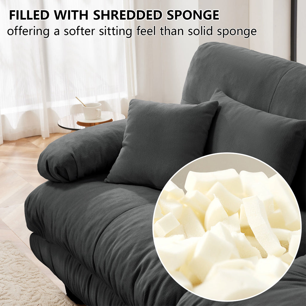Free Combination Modular Sectional Sofa,U Shaped Couch for Living Room, 4-Seater Comfy Cloud Couch with 2 Ottomans, Chenille Gray