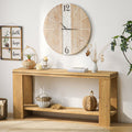 63' Boho Console Table with Storage Shelf – Rustic Farmhouse Sofa Table with Beaded Trim, 2-Tier Narrow Entryway Table for Hallway, Foyer, or Behind Couch