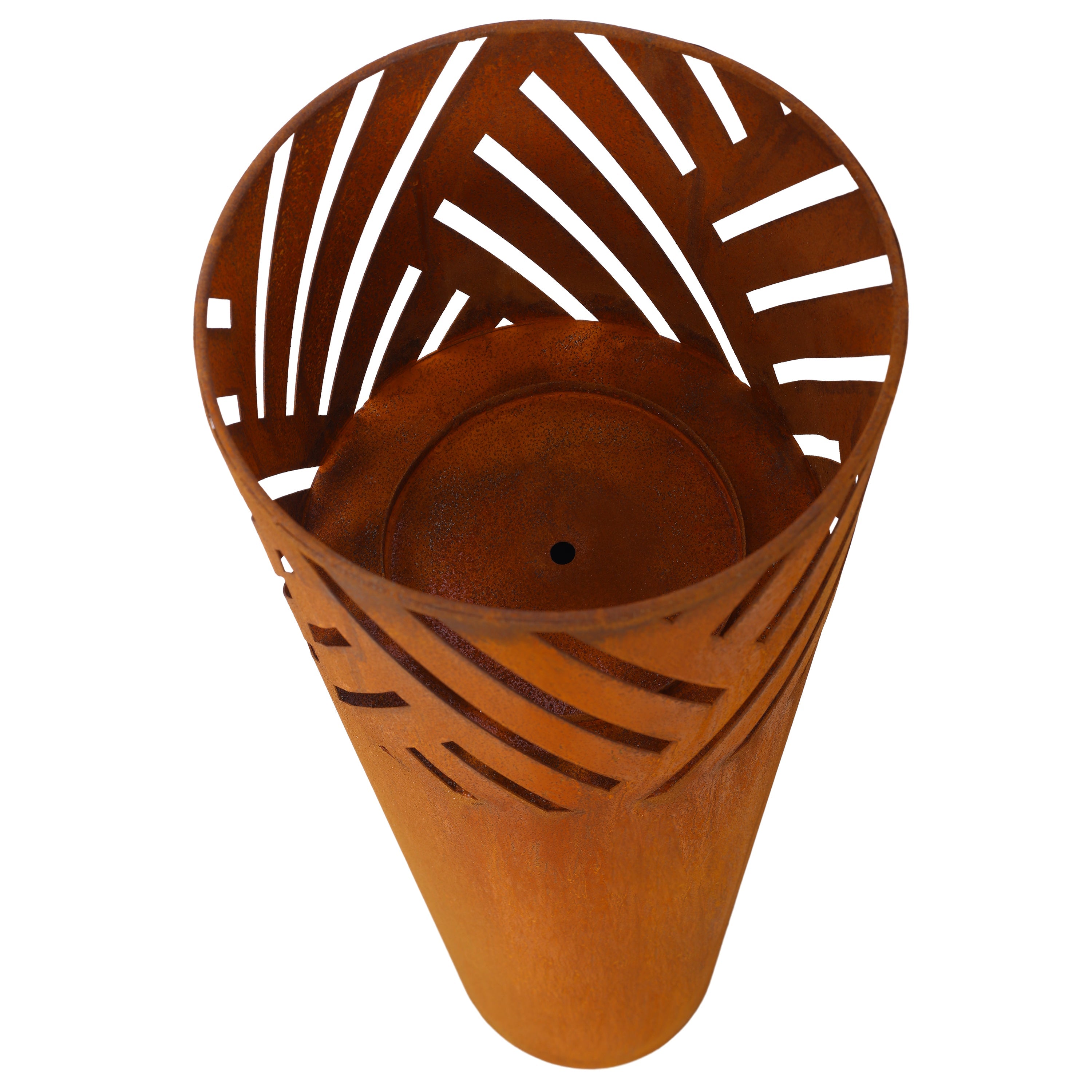 Lantern Column, Set of 2, Decorative Column for Garden in Rust Industrial Design, Lantern for Outdoor and Indoor, Lantern Including Candles, Oriental, 37 1/2+ 29 1/2 in