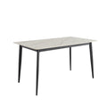 Mid Century Modern Dining Table 55 Inch Round White Sintered Stone Top Heavy Duty Metal Legs Waterproof Surface for Kitchen Dining Room or Office Furniture