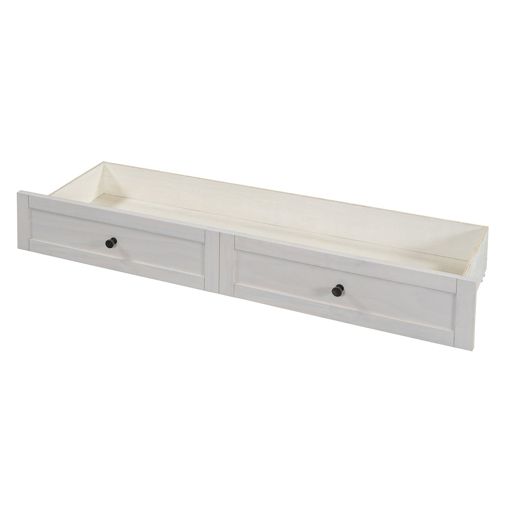 Queen Size Murphy Bed with Large Drawers & USB Ports,Brushed White