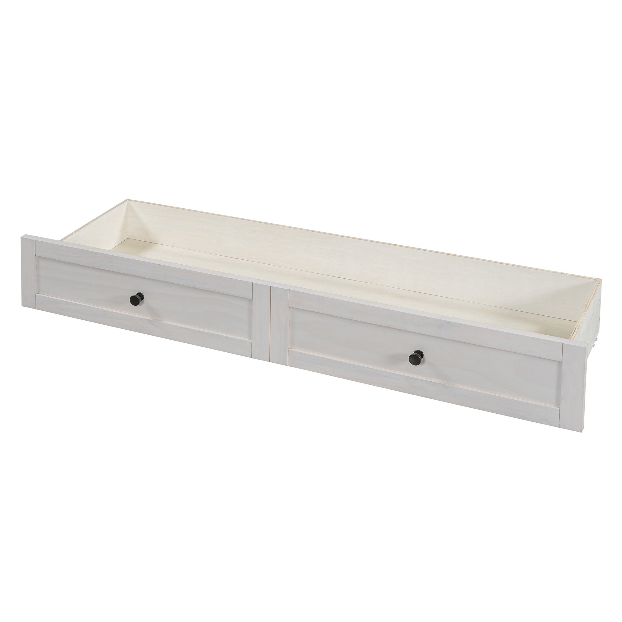 Queen Size Murphy Bed with Large Drawers & USB Ports,Brushed White
