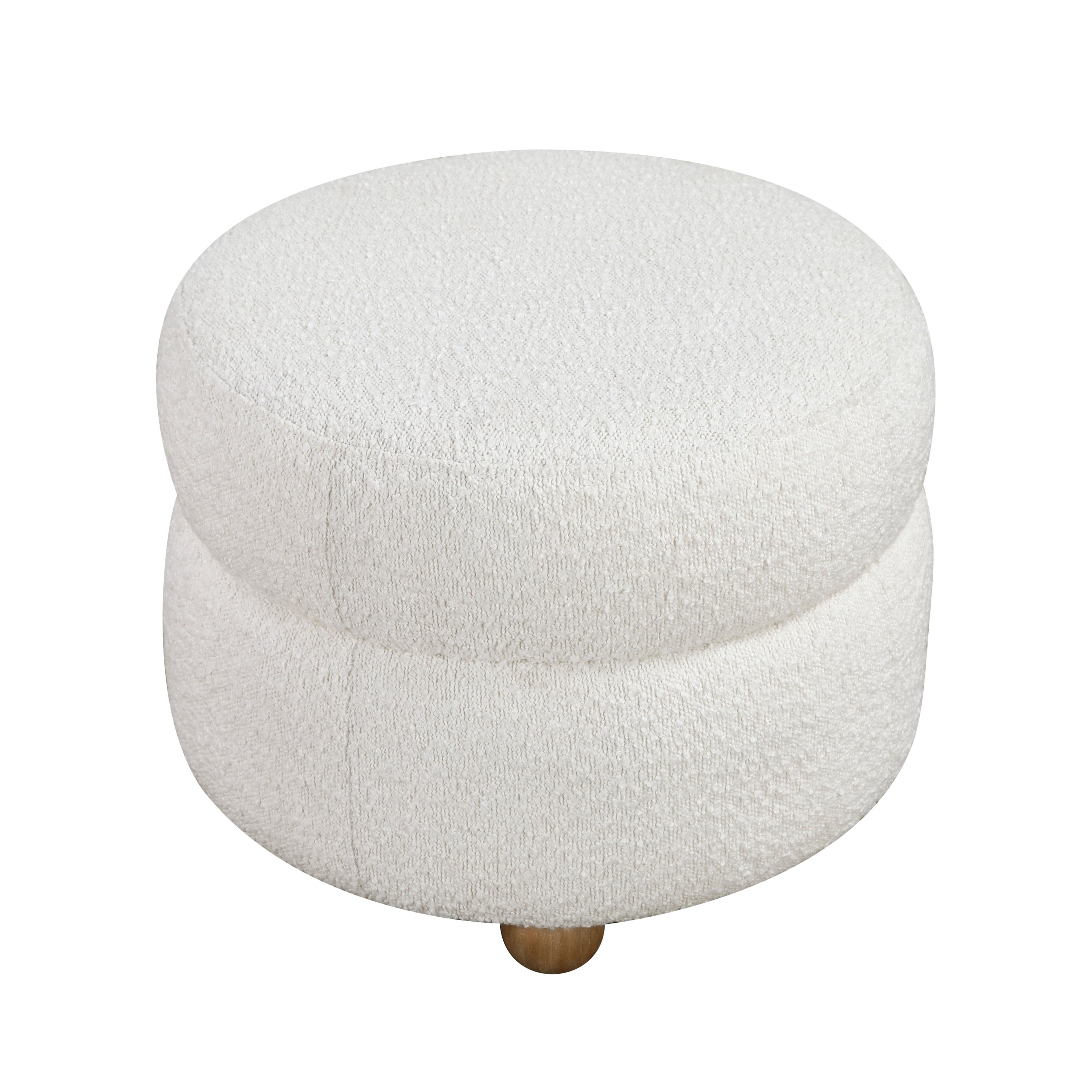 Modern Contemporary Swivel Chair with Ottoman White Boucle Fabric Upholstery Solid Wood Living Room Furniture