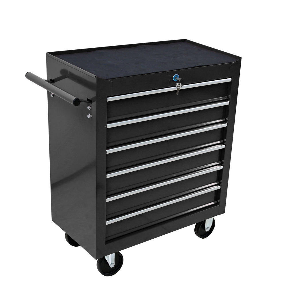 Rolling Tool Chest, 6-Drawer Tool Box with Wheels, Heavy Duty Industrial Service Cart Storage Organizer with Locking System, Rolling Tool Box Organizer Tool Case for Garage, Repair Shop - Black