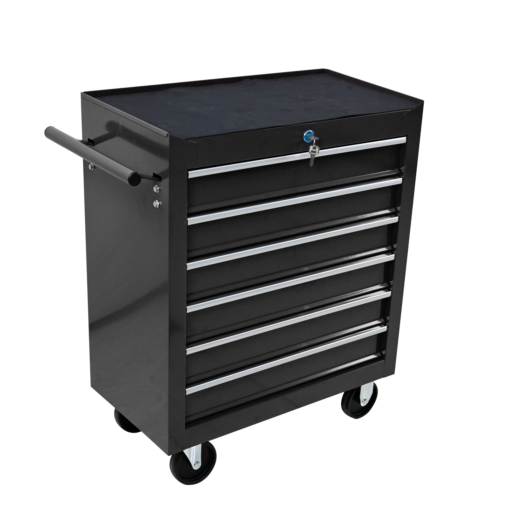 Rolling Tool Chest, 6-Drawer Tool Box with Wheels, Heavy Duty Industrial Service Cart Storage Organizer with Locking System, Rolling Tool Box Organizer Tool Case for Garage, Repair Shop - Black