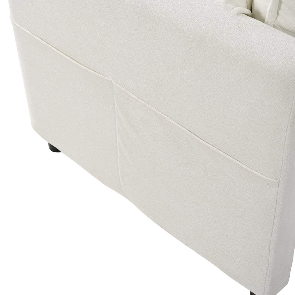Deep Seat Sectional Cloud Sofa with 2 Ottomans & Soft Pillows, Loveseat Modular Couch for Living Room, Apartment,DIY Combination,Beige