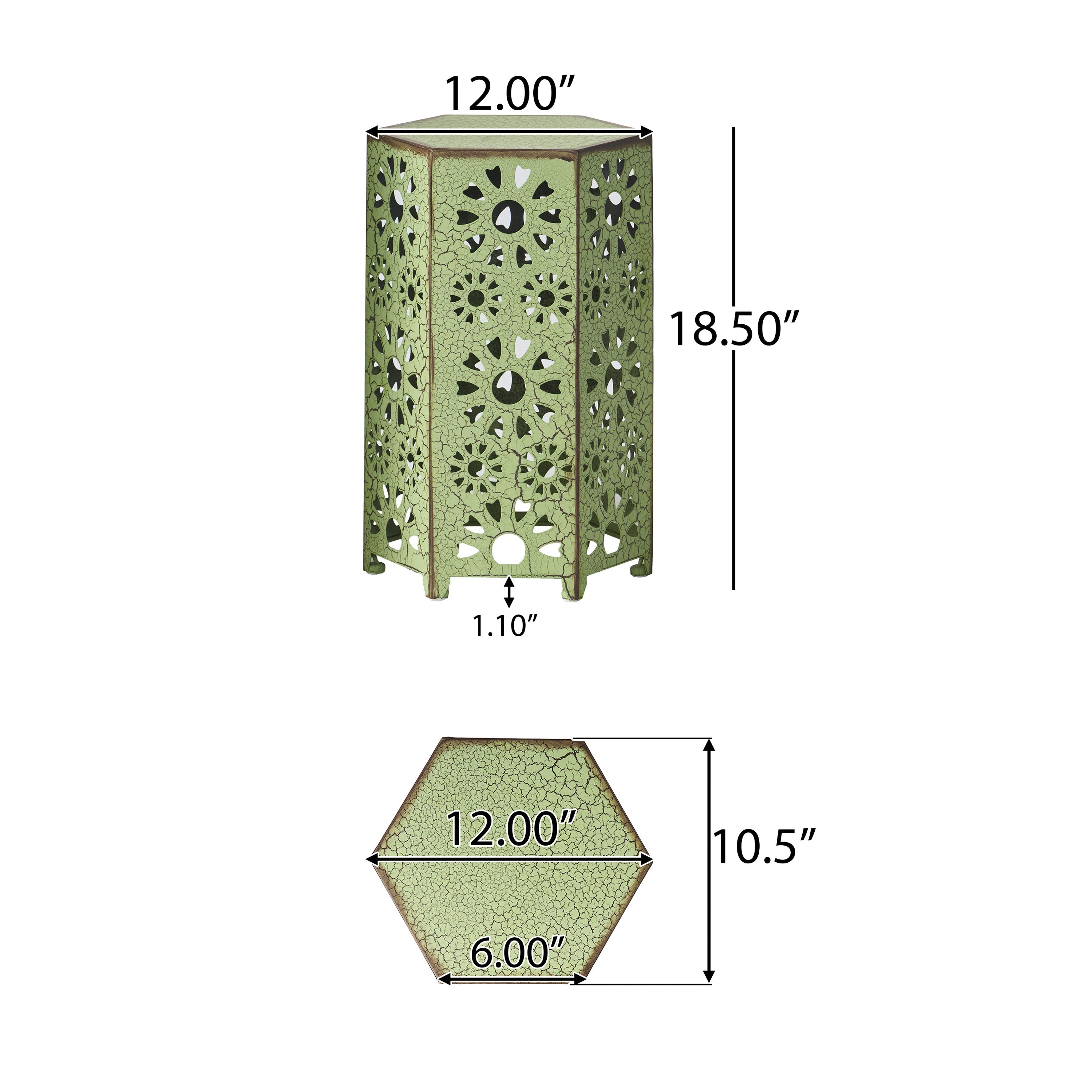 ELIANA 12' Side Table Sunburst Design Green Iron Compact