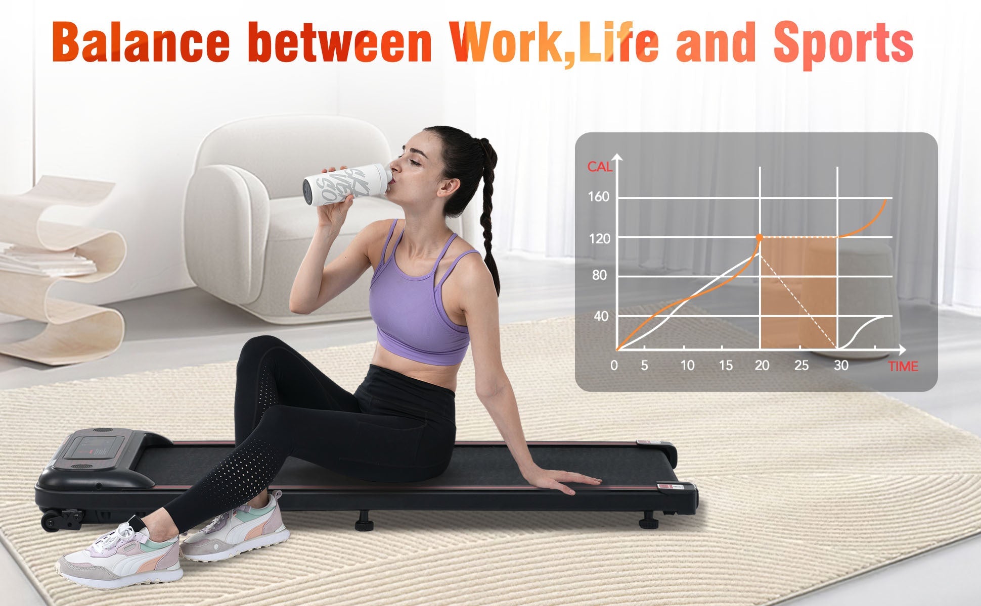 NEW Walking Pad Under Desk Treadmill for Home Office -2.5HP Walking Treadmill With Incline 0.5-4MPH 265LBS Capacity Treadmill for Walking Running - Wristband Remote