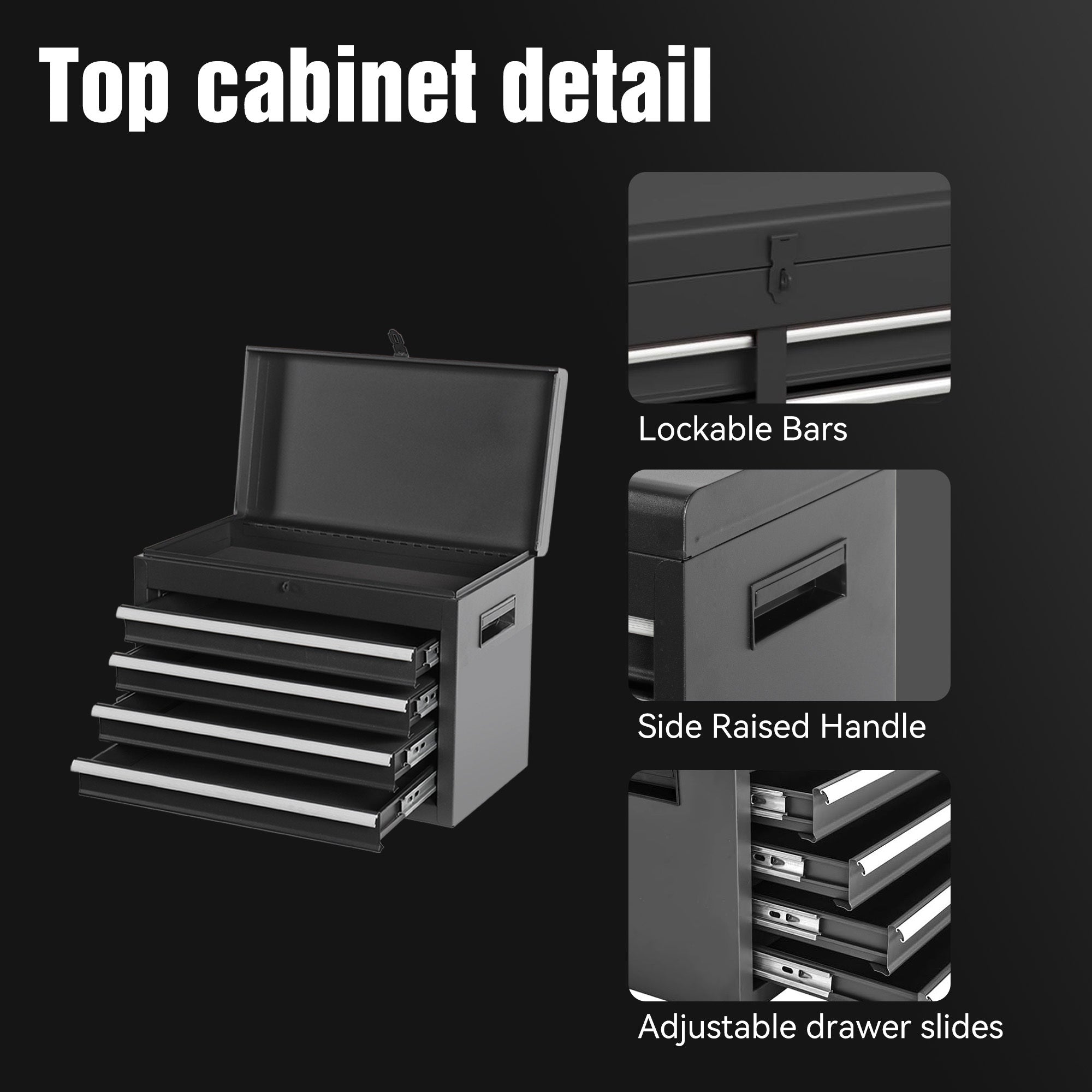 Tool Chest, 5-Drawer Rolling Tool Storage Cabinet with Detachable Top Tool Box, Liner, Universal Lockable Wheels, Adjustable Shelf, Locking Mechanism, Metal Tool Cart ,154pcs tools