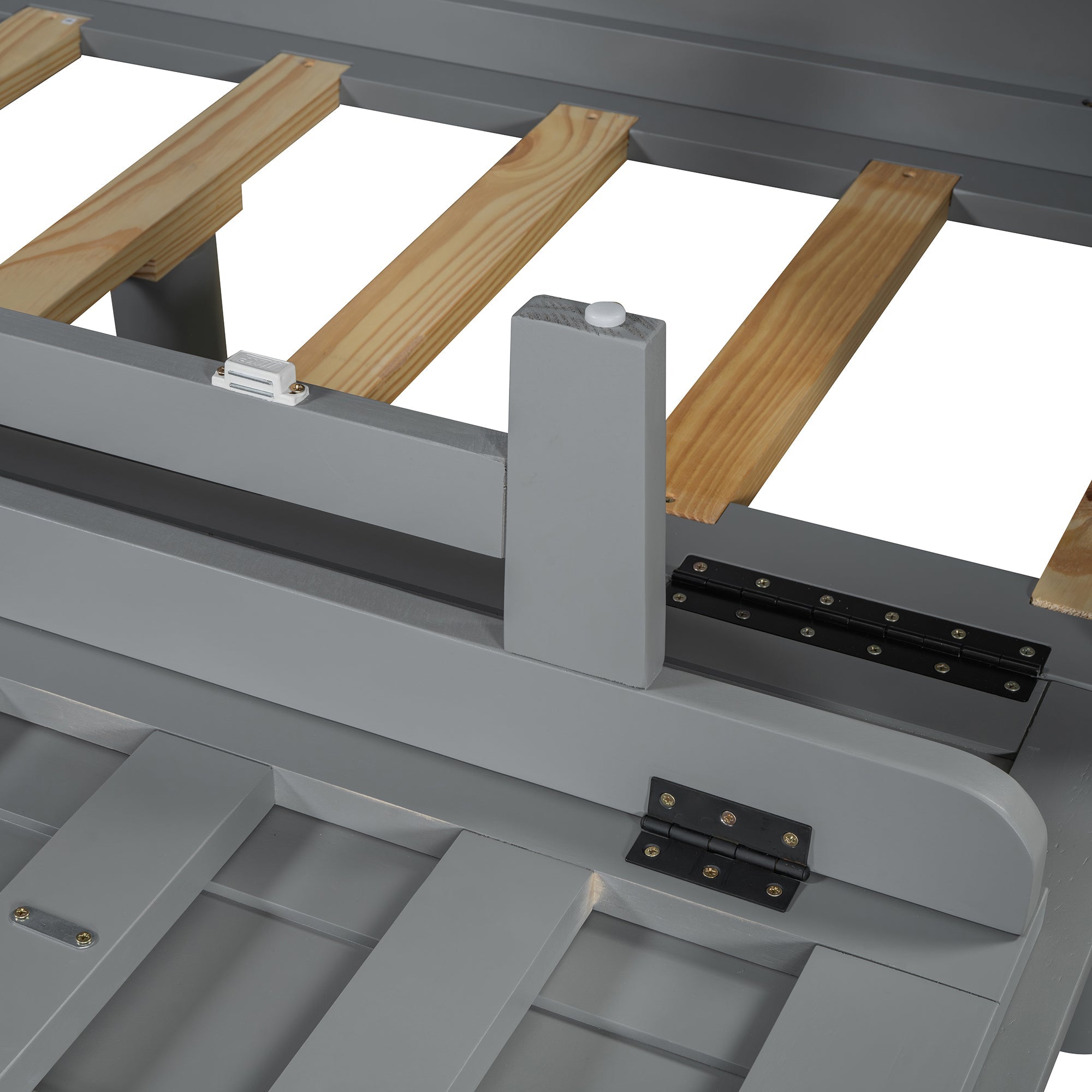 Queen Murphy Bed with Hidden Storage & Modern Woven Design,Gray