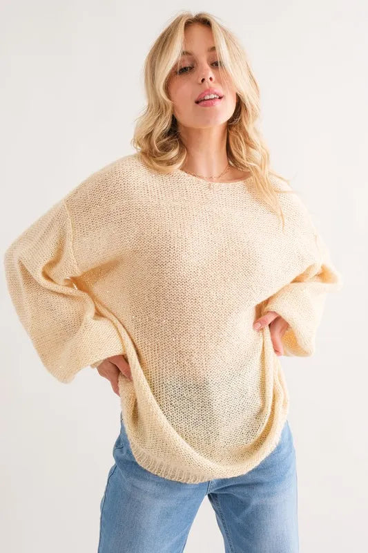 And The Why Sequined Light Weight Pullover Sweater