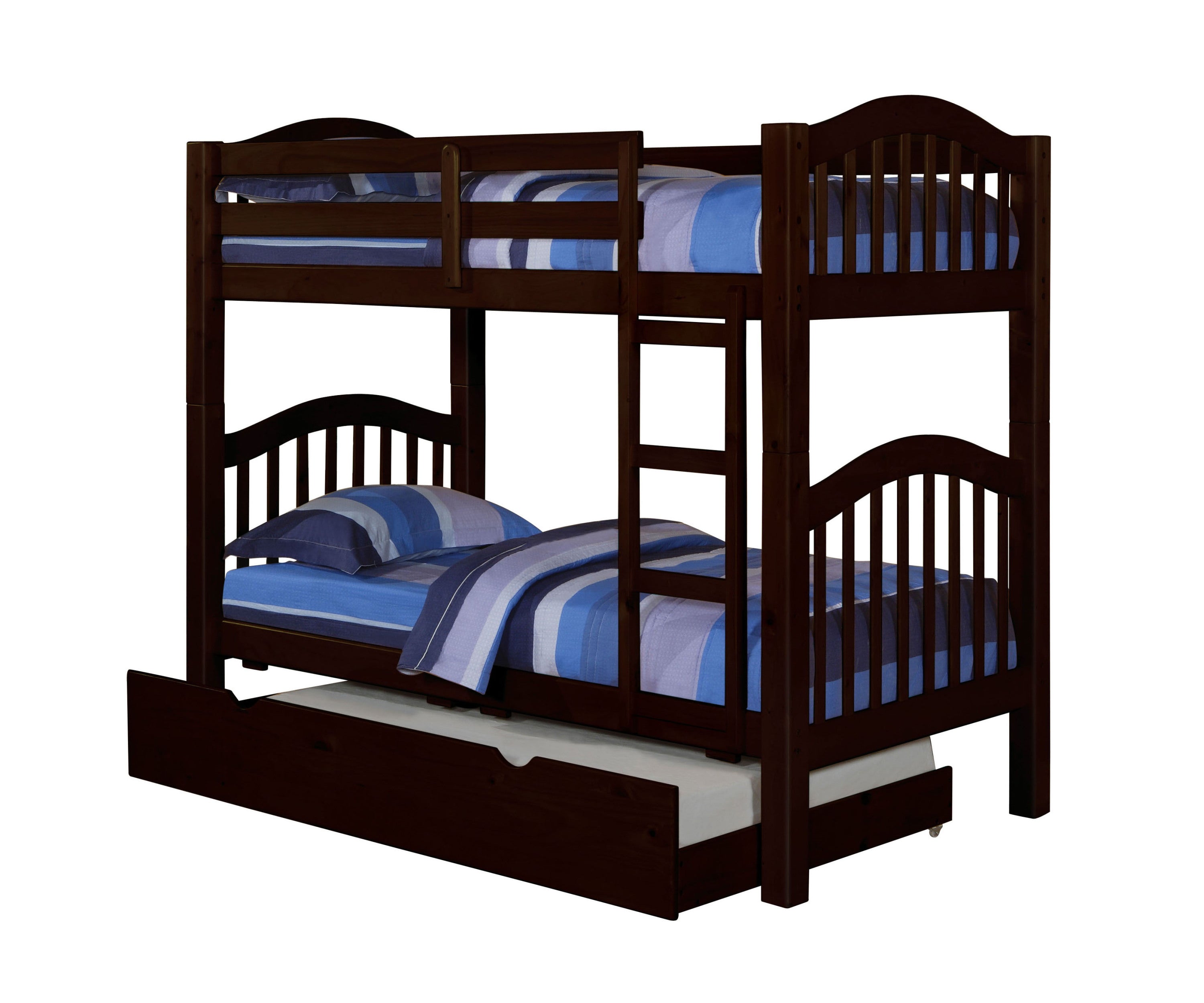 Espresso Twin Over Twin Bunk Bed with Built-in Ladder
