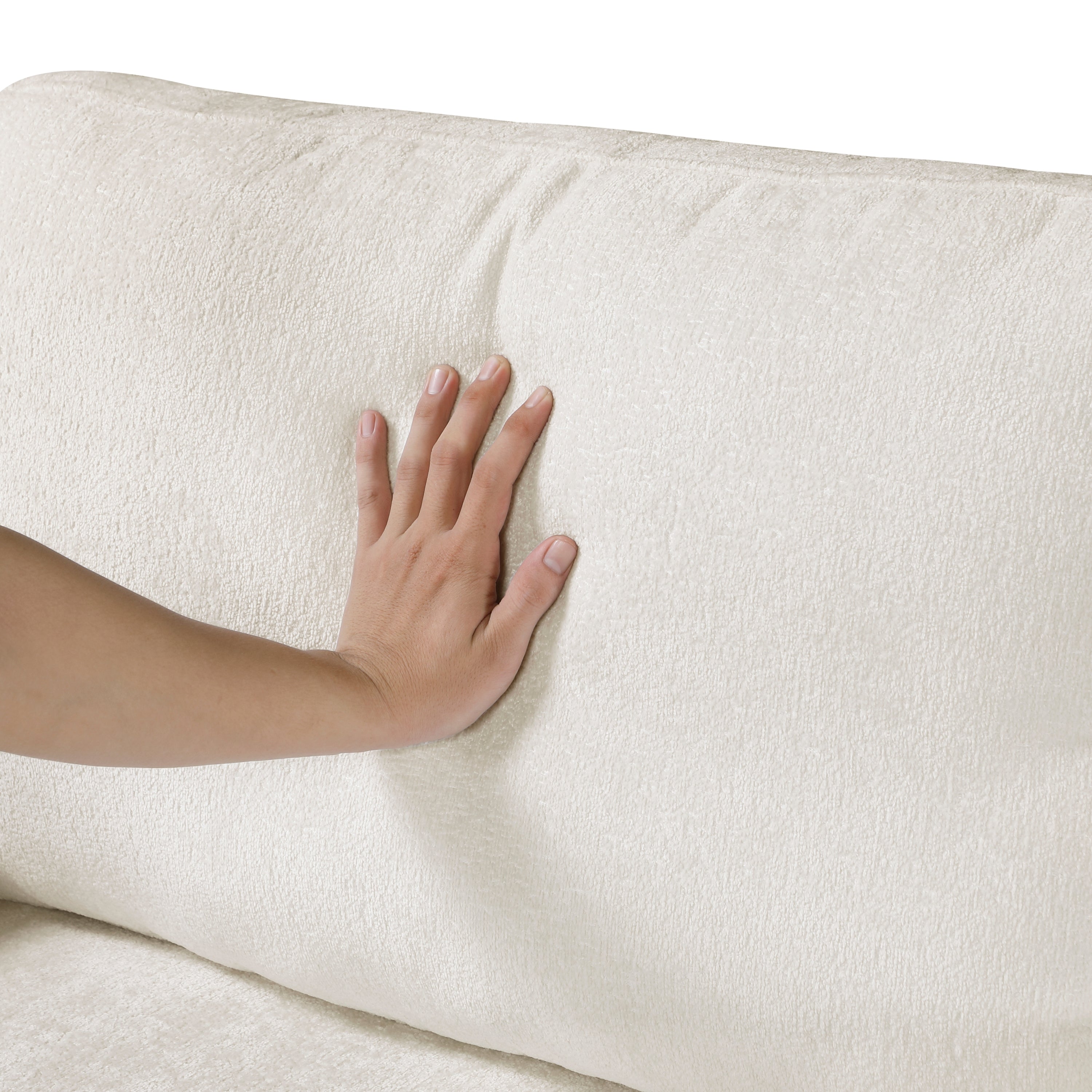 Modern Home Accent Chair Cushion Seat Back Cream Chenille Fabric Upholstery Solid Wood Furniture 1pc