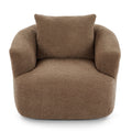 Chenille Upholstered 360° Swivel Chair with Throw Pillow, Dark Brown, 38.2' Accent Chair Sofa for Living Room and Office
