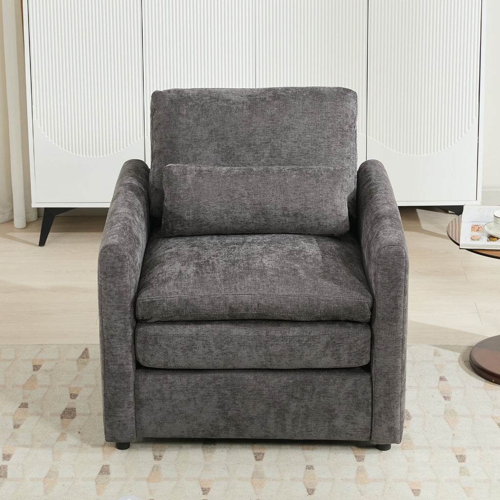 31.9' Cozy Upholstered Armchair Oversized Comfy Cloud Sofa Double Cushion Single Sofa Plush Cushion Armchair for Living Room, Grey