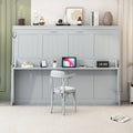 Queen Size Murphy Bed with Hydraulic Lift & Desk Design, Gray(OLD SKU: N820S00033E)